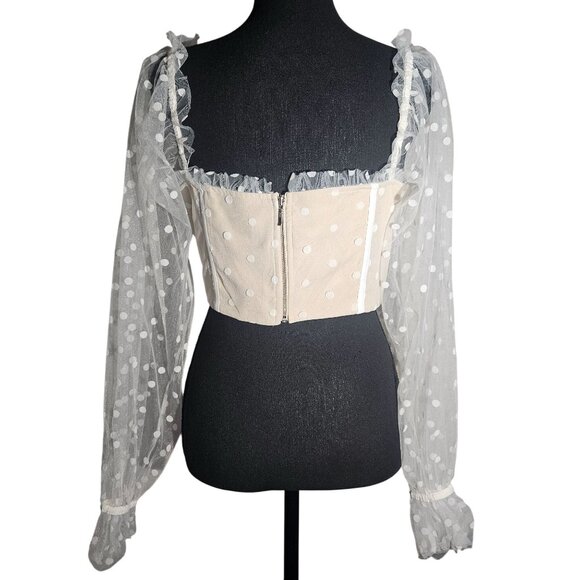 Runaway Women Ivory Top L Sheer Cottage RomanticCore Whimsygoth Fairy Coquette - Picture 4 of 10